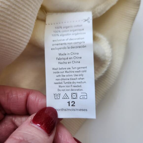 Rabbit + Bear Organic Cotton Infant Snowman Sweatshirt 12M – Cream & Beige NWT - Picture 11 of 11